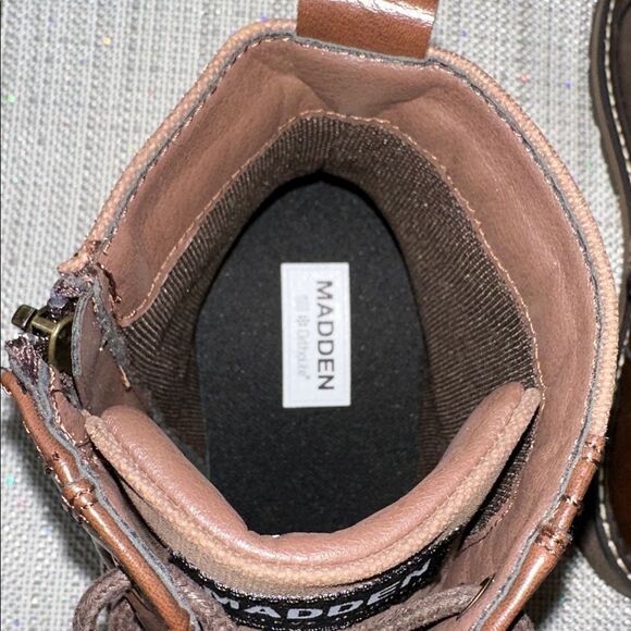 Steve Madden 11 Teetr Men’s Brown Lace up Buckle Detail Faux Leather Ankle Boots main image 13
